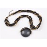 Round Pendant Multi-layered Bead Necklace