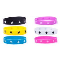 White Star Silicone Rubber Armband Wristband - Purple