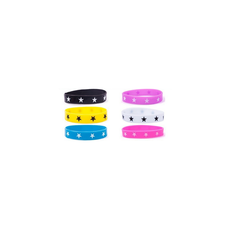 White Star Silicone Rubber Armband Wristband - Purple