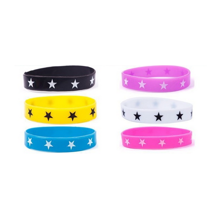 White Star Silicone Rubber Armband Wristband - Purple