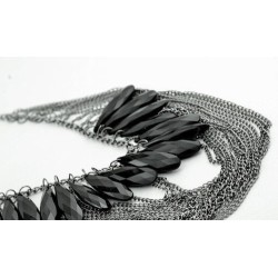 Multi-layer Chain Black Drops Necklace