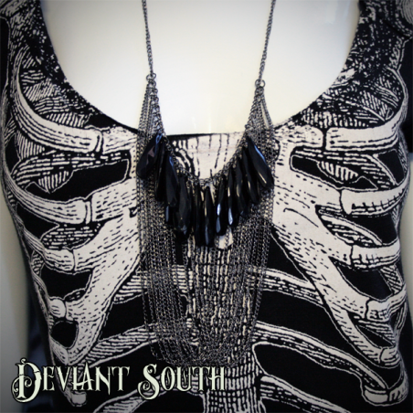 Multi-layer Chain Black Drops Necklace