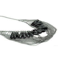 Multi-layer Chain Black Drops Necklace