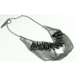 Multi-layer Chain Black Drops Necklace