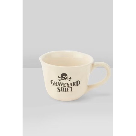 Killstar Graveyard Shift Mug – Cream Ceramic Skull Cup, 350ml