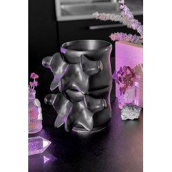 Killstar Ossuary Stackable Cups – Sculpted Black Ceramic Set of 2, Gloss Finish