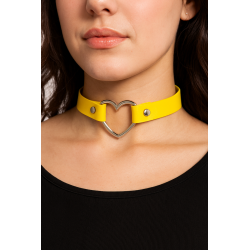💛 Yellow PU Leather Heart Choker Collar