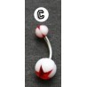 Acrylic Belly Ring - Red Star with White Stripes