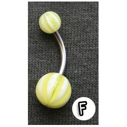 Acrylic Belly Ring - Yellow and White Stripes