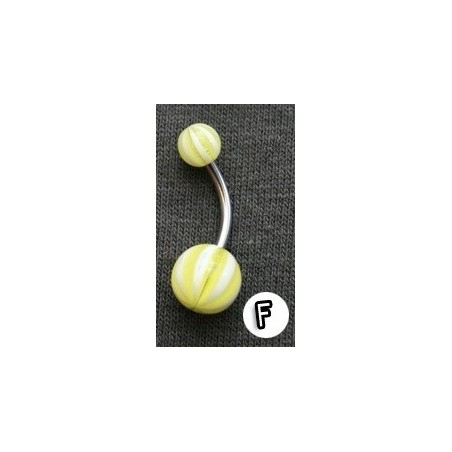Acrylic Belly Ring - Yellow and White Stripes
