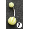 Acrylic Belly Ring - Yellow and White Stripes
