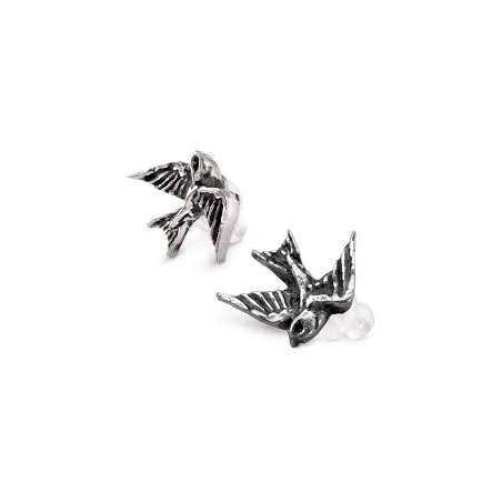 Alchemy Gothic ULFE4 Swallows Stud Earrings (pair)