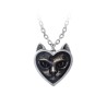 Heart-shaped Black Cat Cute Cat Ears Necklace -- Alchemy P884 Love Cat