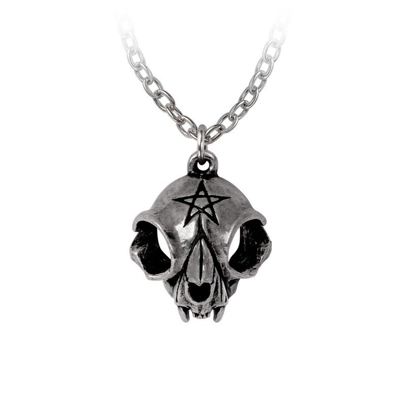 Alchemy Gothic P938 My Forever Friend -- cat skull pentagram