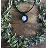 Rose Quartz Full Moon Black Crescent Moon Necklace