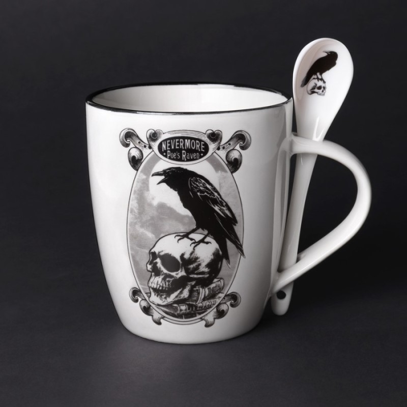New Release! Alchemy Gothic ALMUG25 Poe's Raven: Mug and Spoon Set