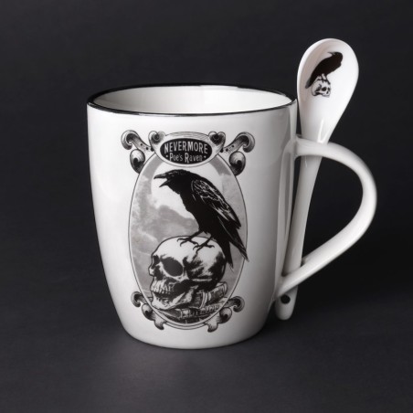 New Release! Alchemy Gothic ALMUG25 Poe's Raven: Mug and Spoon Set