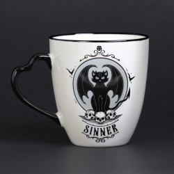 New Release! Alchemy Gothic ALMUG28 Saint/Sinner: Cat Mug with Heart Handle (Single)