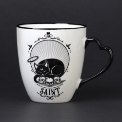 New Release! Alchemy Gothic ALMUG28 Saint/Sinner: Cat Mug with Heart Handle (Single)