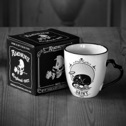 New Release! Alchemy Gothic ALMUG28 Saint/Sinner: Cat Mug with Heart Handle (Single)