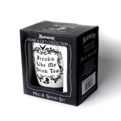 Alchemy Gothic ALMUG19 Freaks Like Me Drink Tea: Mug and Spoon Set