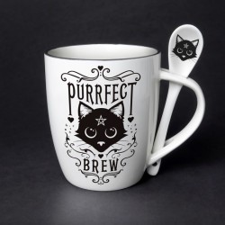 Alchemy Gothic ALMUG20 Purrfect Brew: Mug and Spoon Set