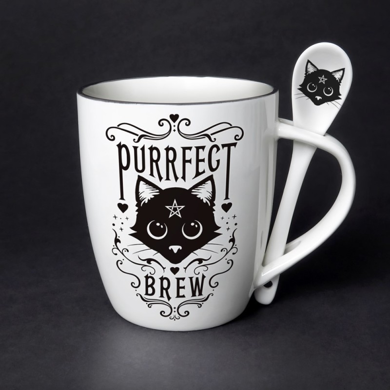 Alchemy Gothic ALMUG20 Purrfect Brew: Mug and Spoon Set