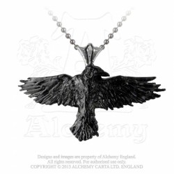 Alchemy Gothic P193 Black Raven pendant necklace