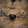 'Midnight Wings' Twin Bat Black Heart Alloy Necklace