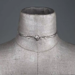 Silver Gothic Bat Choker Necklace