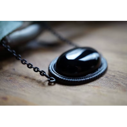 Black Stone Oval Necklace