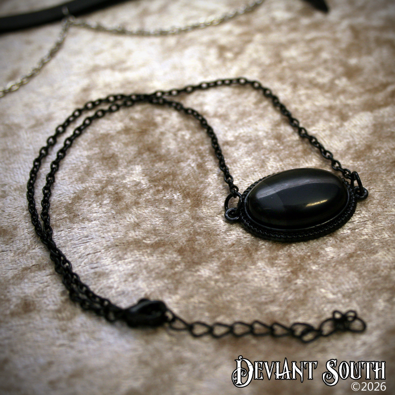 Black Stone Oval Necklace
