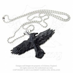 Alchemy Gothic P193 Black Raven pendant necklace