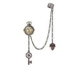Alchemy Gothic E349 Uncle Albert's Timepiece Cuff Stud Earring (single)